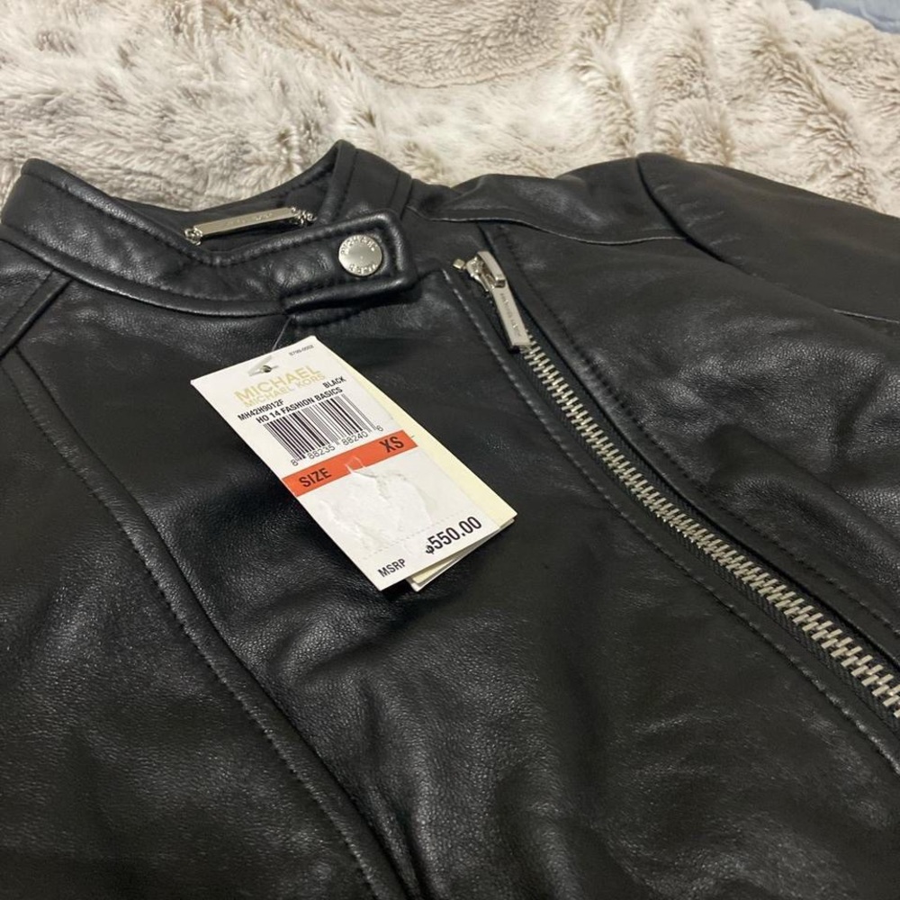 Michael Kors real lamb leather moto jacket - Picture 2 of 7